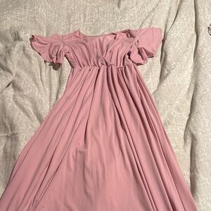 Soft Pink Flowing Maxi Maternity Dress